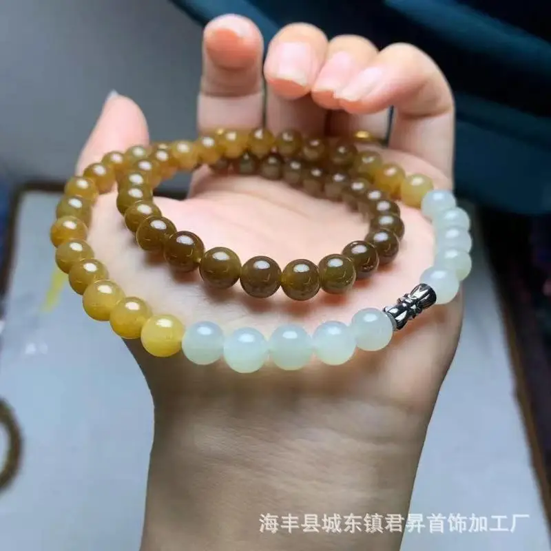 Gradient Color , Approximately 8Mm, Hotan Jade Mother'S Necklace