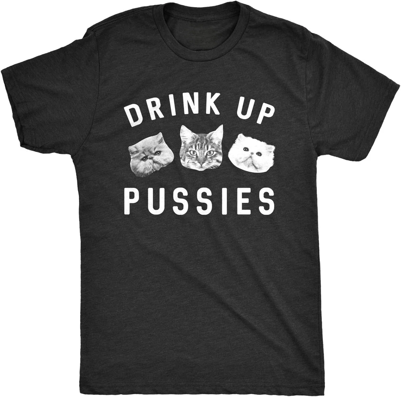 2024 summer tops Mens Drink Up Pussies T Shirt Funny Cat Dad Drinking Adult Humor Sarcastic Tee