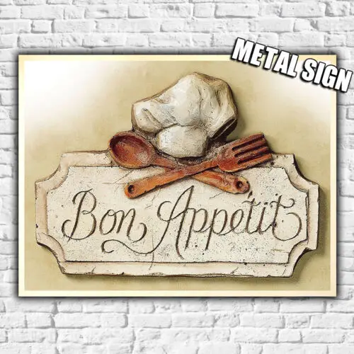 Bon Appetit SIGN METAL PLAQUE French decor humorous kitchen decor art print