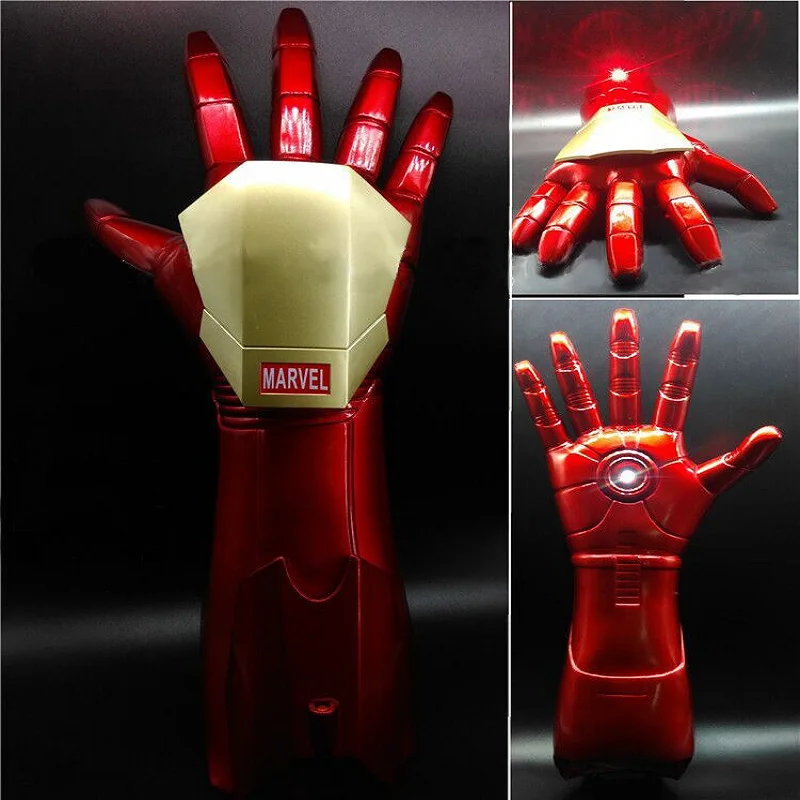 Disney Wearable 1:1 Iron Man Gloves for Kids Glow Gloves Laser Cosplay Props Model Toys Superhero Halloween Party Christmas Gift