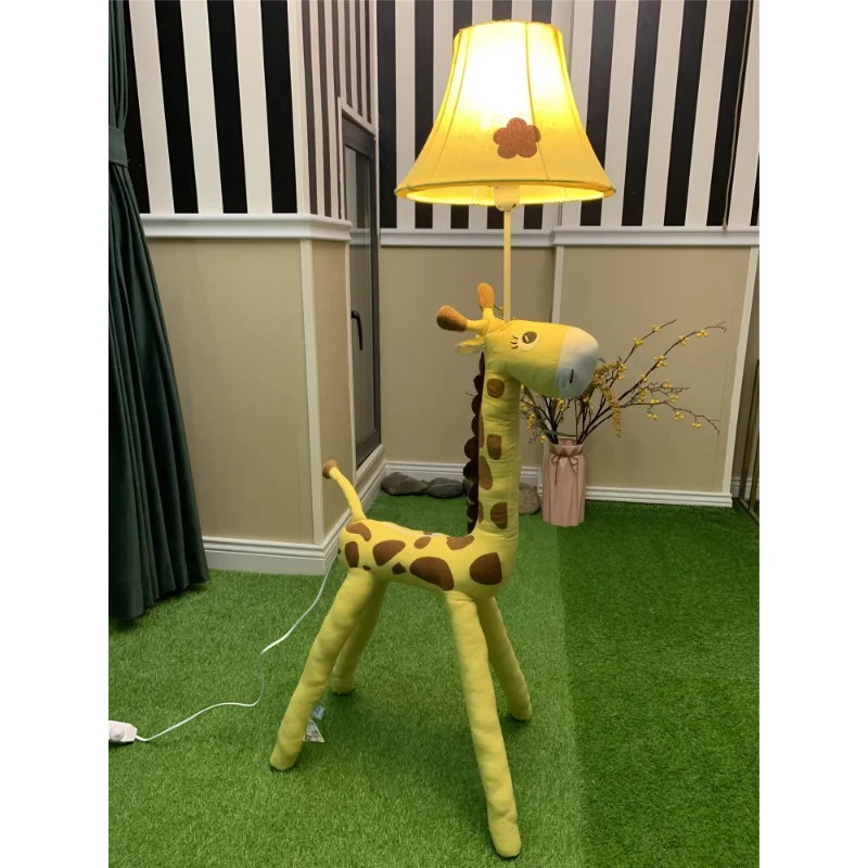 Creative ins cartoon animal floor lamp kids room cute bedroom girl bedside led fabric table lamp giraffe