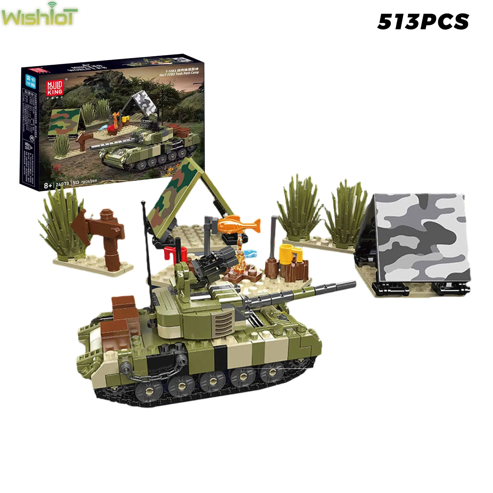 

Mould King 24073 No.T-72B3 Tank Rest Camp Building Blocks Mini World Series Tank Turret Model War & Military Scenes Boy Toy Gift