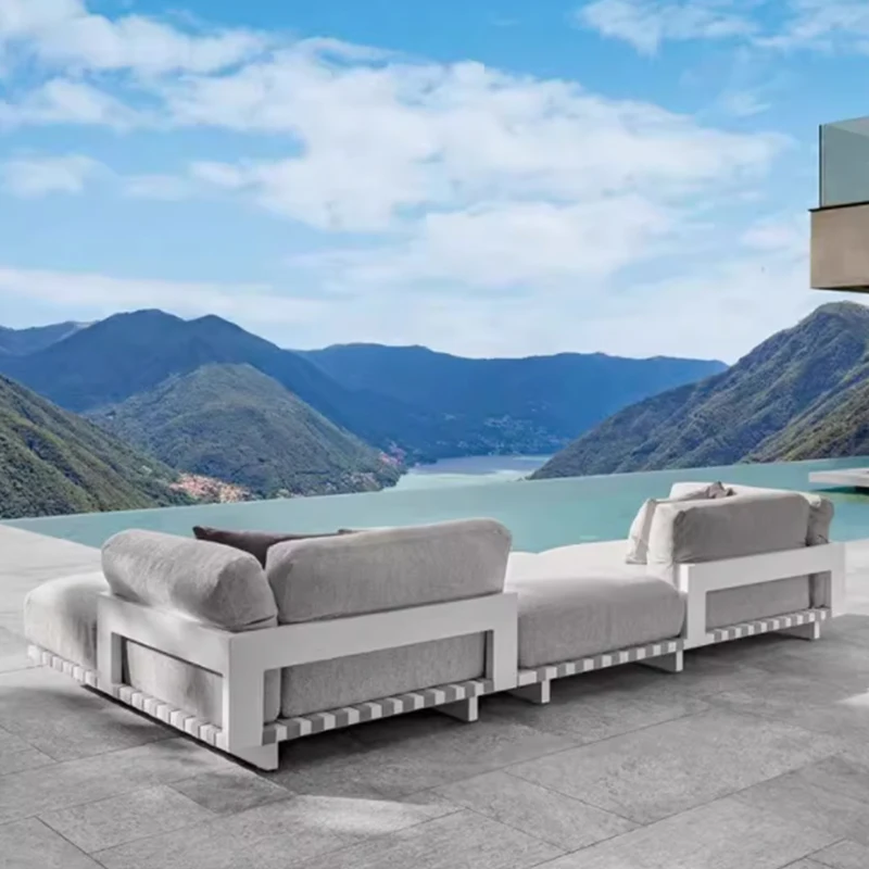 

Уличный диван для сада и террасы, водонепроницаемый, солнцезащитный, из алюминиевого сплава, комплект мебели