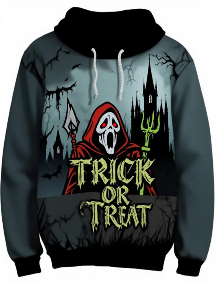 

Autumn Winter Halloween Men's Hoodie Blood Stain 3D Printing Sweatshirt Exaggerated Long Sleeve Outdoor Oversized Men's Clothing