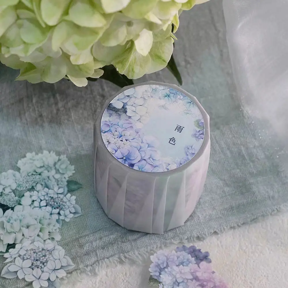 Loidesign Vintage Rain Color Hydrangea Floral Washi PET Tape Planner DIY Card Making Scrapbooking Plan Decorative Sticker