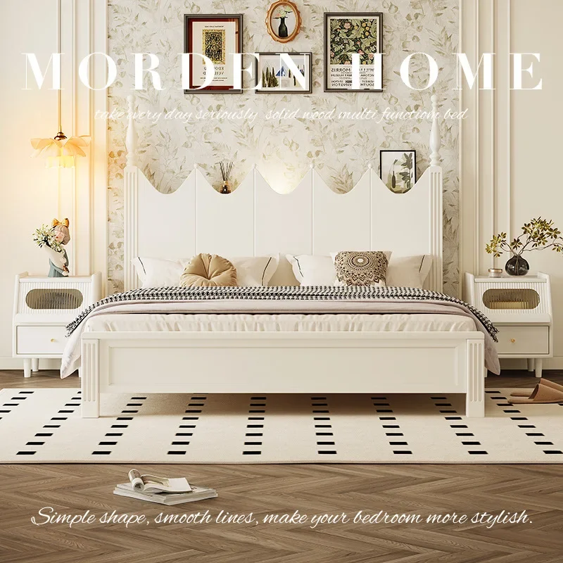 XXMHousehold solid wood 1.8 meters solid wood double bed, master bedroom bed, light luxury high-end solid wood bed
