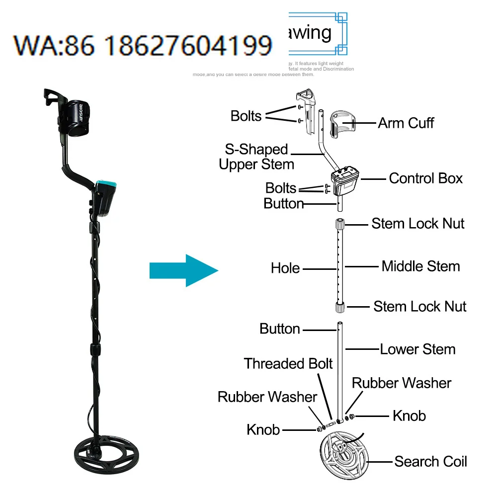 9 Inch Waterproof Search Coil Metal Detector 2 Working Modes Adult Beginner Gold Silver Finder