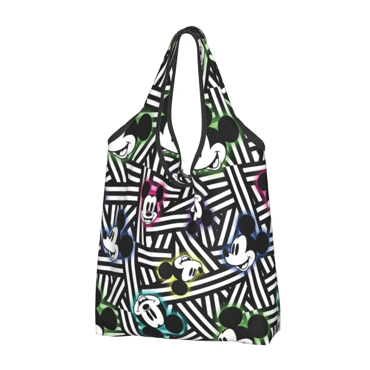 

Mickey Pattern Grocery Bag Durable Large Reusable Recycle Foldable Heavy Duty Shopping Eco Bag Washable With Pouch