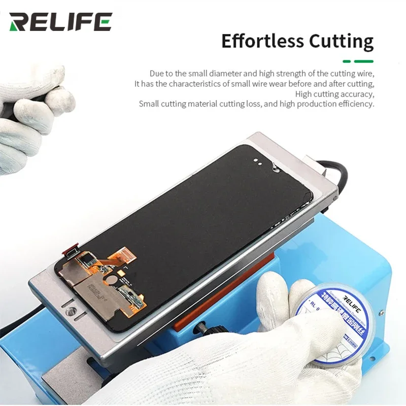 RELIFE RL-059 filo diamantato speciale ad alta durezza che taglia filo di molibdeno 0.05mm per la linea di separazione dello schermo LCD del telefono cellulare