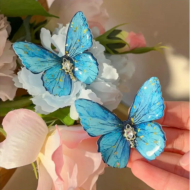 2PCS Colorful Butterfly Hairpins Girl Hair Clips Barrettes Women Sweet Hair Ornament Rainbow Headwear Fashion Hair Accessories