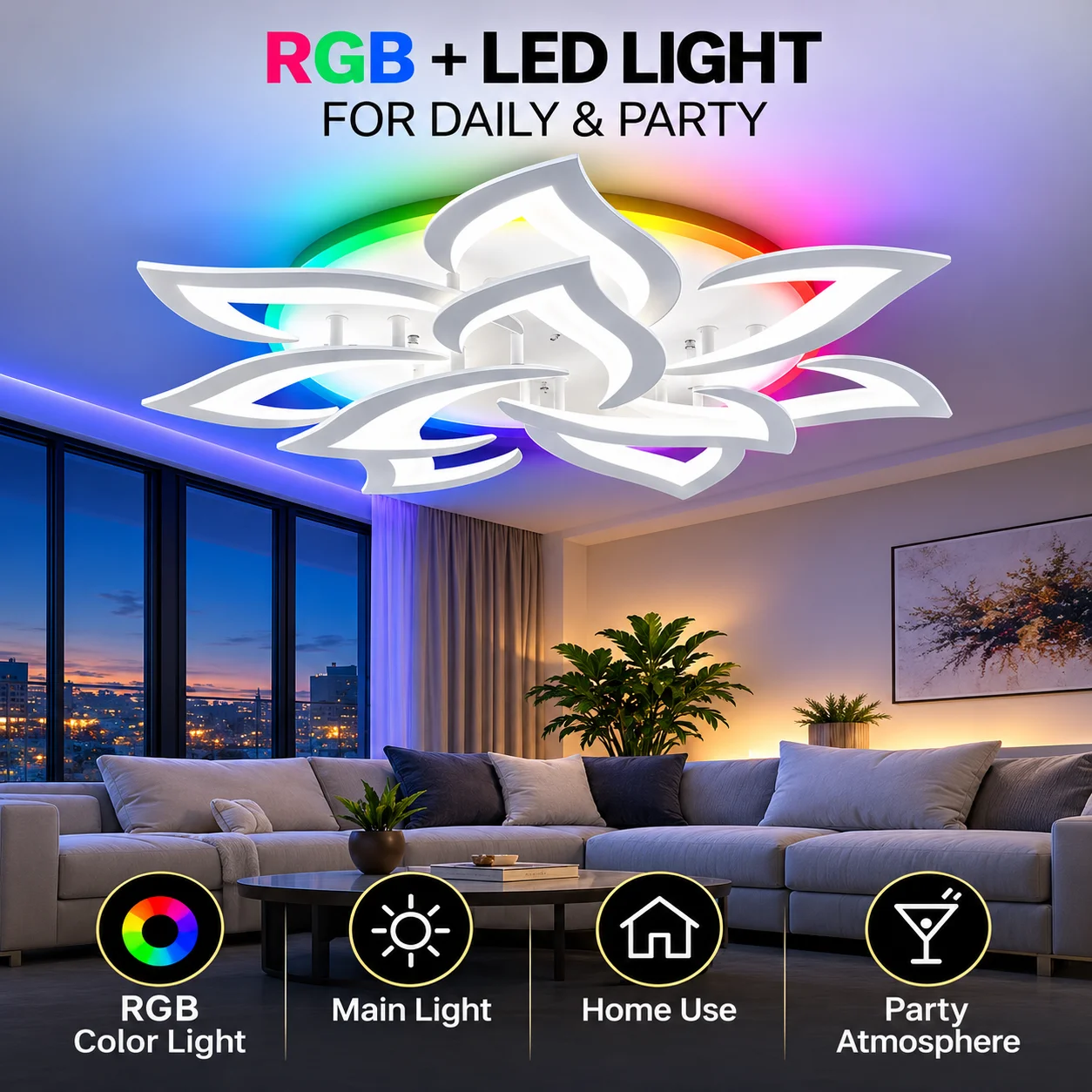Nordic chandelier Ceiling Lights with Remote Control Adjustable RGB Living Room Bedroom Lamps Atmosphere Party Hotel LED Lights