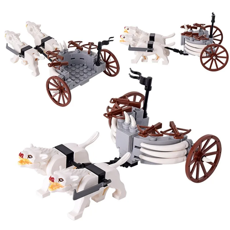 MOC Medieval Age Castle Royal King's Knight Rome Spartacus Chariot Siege Turret  Model Building Blocks Bricks Toys for kids Gift