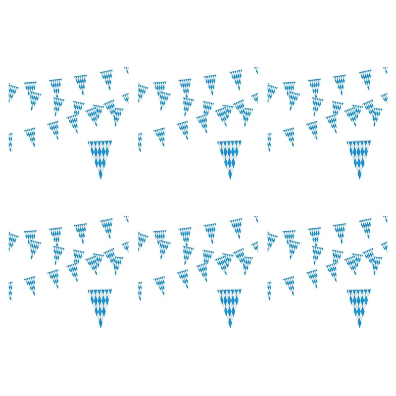 6Pcs 10M Bavarian Garland Decoration Bavaria Party Oktoberfest Pennant Bavarian Banner Bavaria Photo Prop