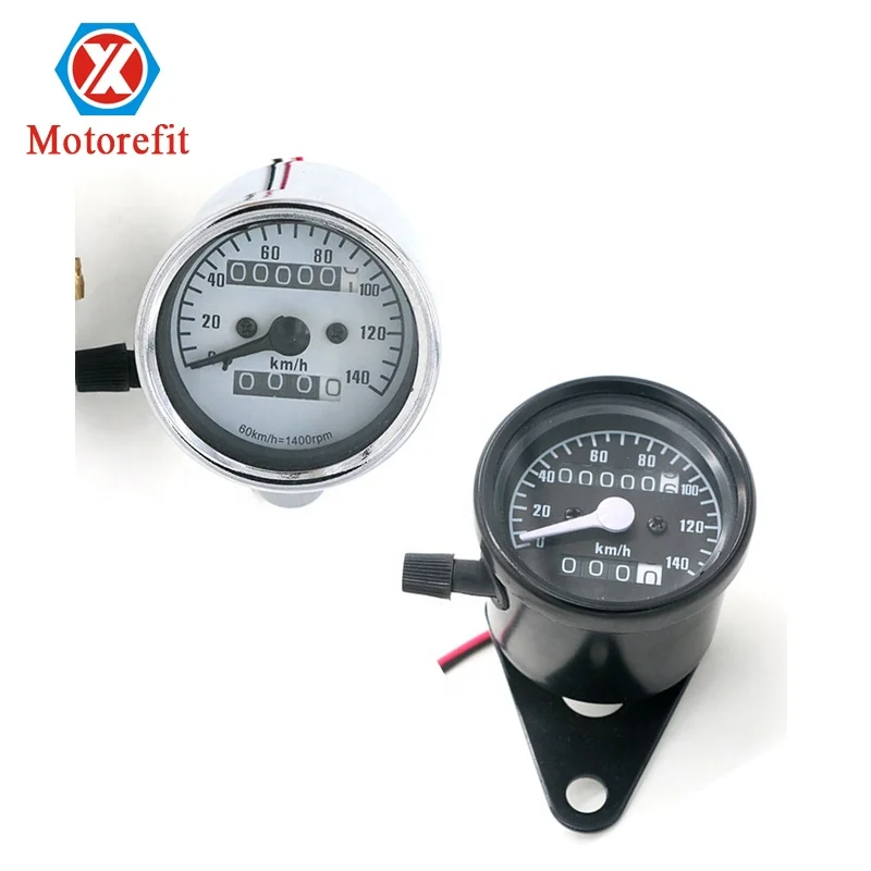 DC 12V Universal Motorcycle Odometer Speedometer Tachometer Refit Vintage Instrument Scooter Motor Retro Black Meter