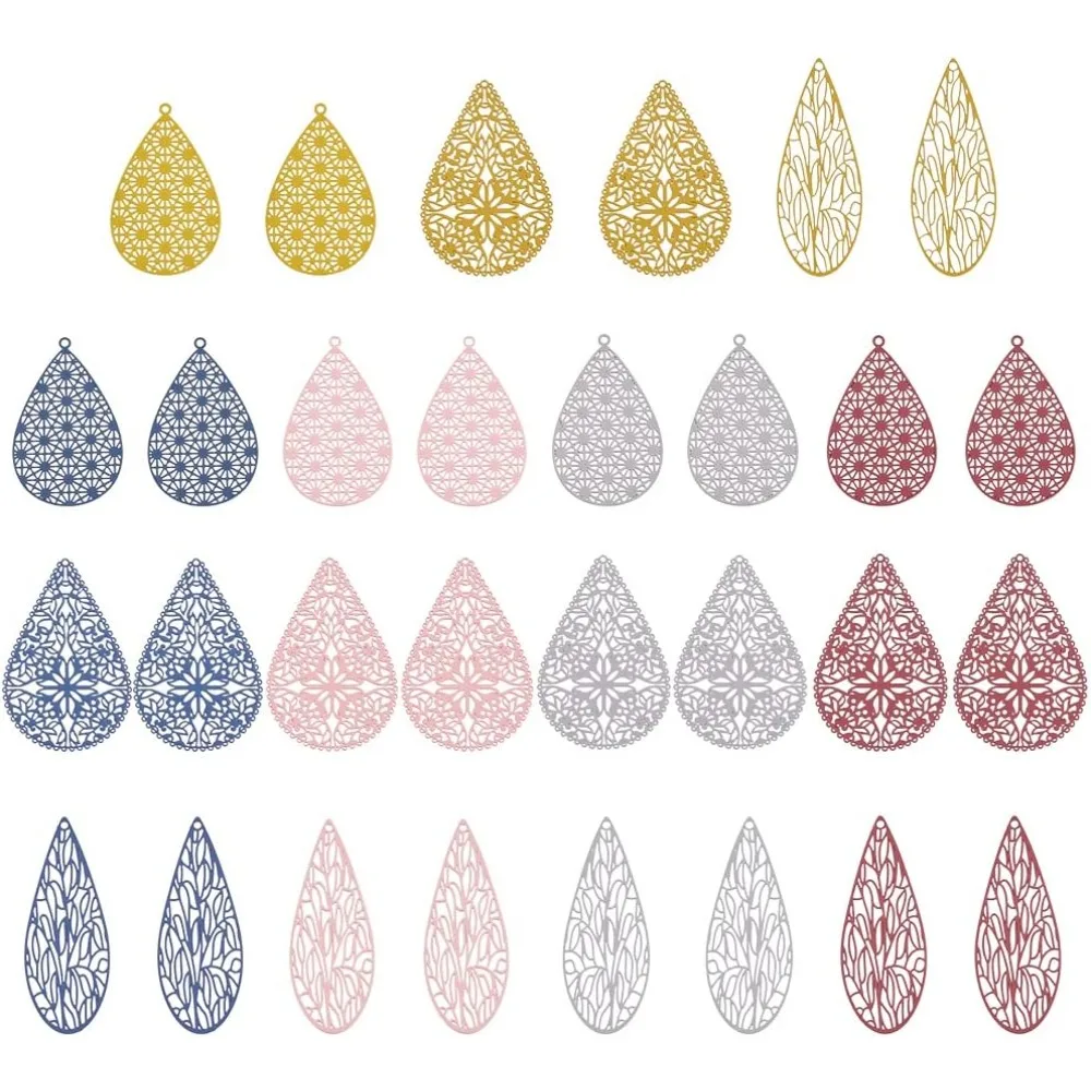 

30Pcs Teardrop Drop Earring Making Charms Spray Painted Pendants with Hole 1.4mm 15 Styles Charms Embellishments for DIY Jewelry