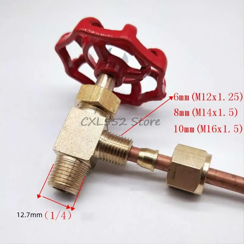1Pc 1/4"-6 8 10mm Ferrule Angle Valve Throttle Valve Air Flow Adjustable Control Valve