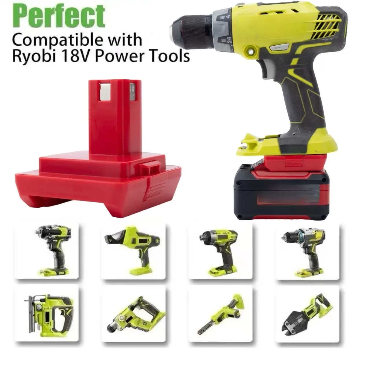 

1PCAK Battery Power Converter Adaptor For Ozito 18v Lithium Compatible To Ryobi 18V Tools Adaptor (Not Include Tools And Battery