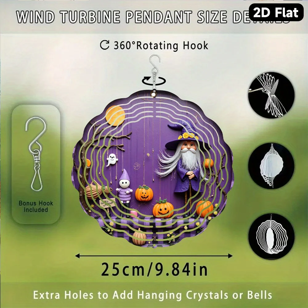 CIFBUY Wind Chime 360° Rotating Wind Spinner Kaleidoscope Metal Garden Patio Yard Outdoor Hanging Decor