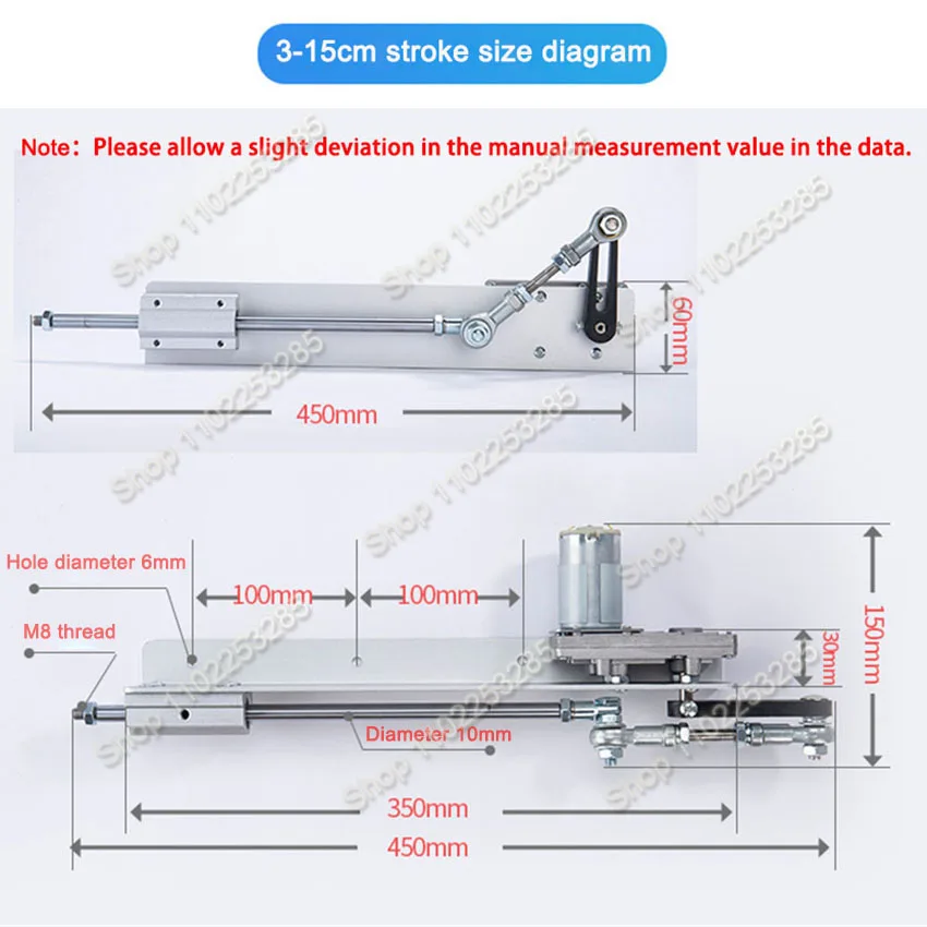 Reciprocating Cycle Linear Motor DC12V/ DC24V Gear Adjustable Telescopic Motor DIY Motor With Speed Controller Stroke 3-15CM
