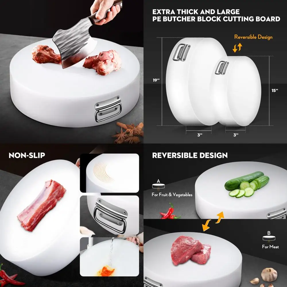 

Large 15x15 Inch Thick Plastic Butcher Cutting Board for Kitchen - Ideal for Meat and Raw Food Preparation