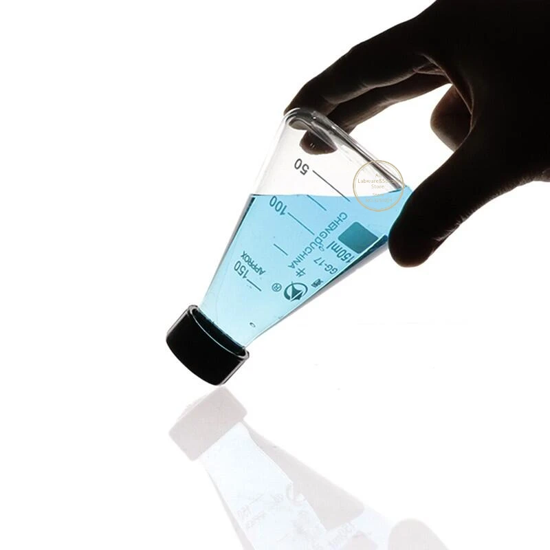 1pc lab 50ml to 1000ml borosilicate glass conical flask Triangle flask with black cap for laboratory experiment