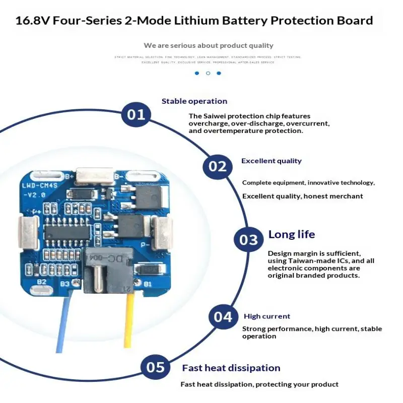 16.8V MOS Charger Protection Board PCB for Drilling Appliances, 4S Electric Accessory Kit