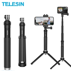 TELESIN 0.9m Selfie Stick Foldable Tripod Phone Holder Aluminum Alloy Monopod for GoPro 13 12 11 10 9 DJI Action 3 4 Insta360 X3