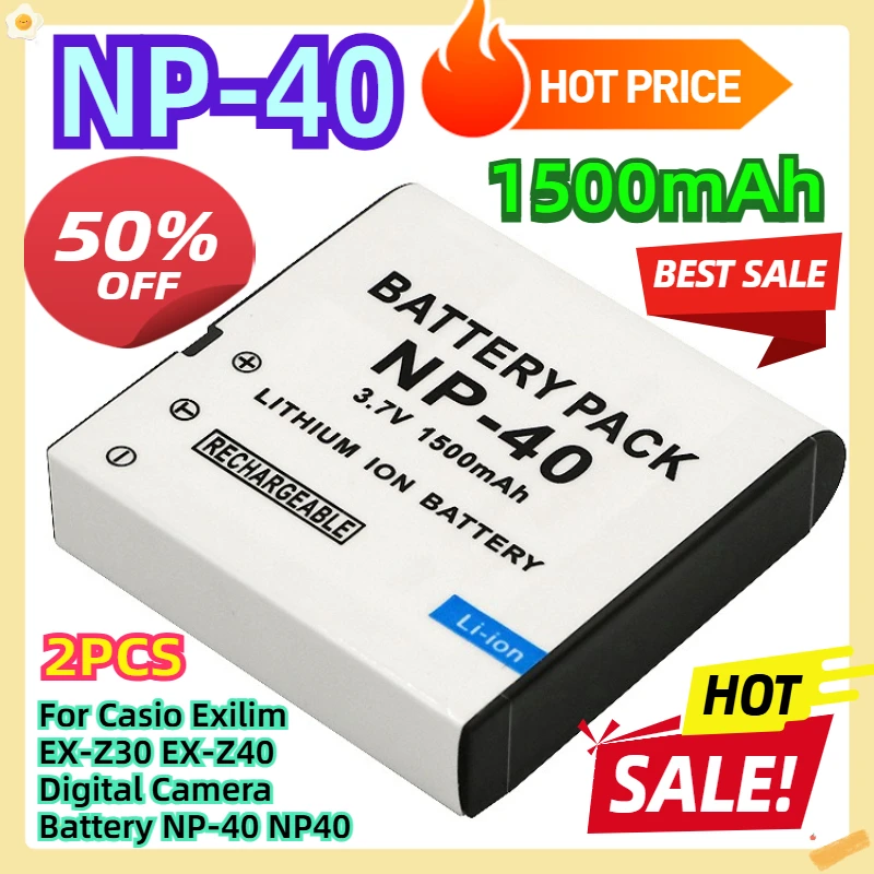 

For Casio Exilim EX-Z30, EX-Z40 Digital Camera Battery NP-40 NP40 2pcs