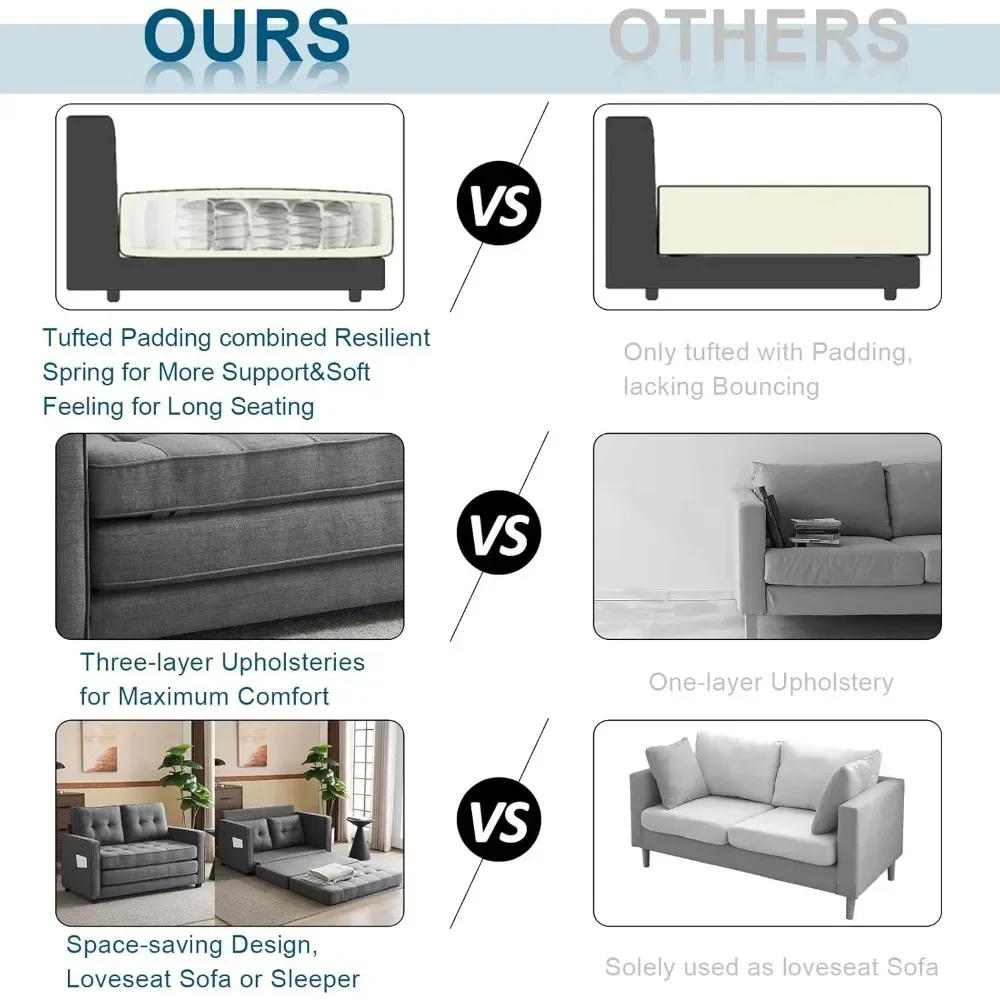 Loveseat Sleeper, Convertible Sofa Bed Couch Futon Couches for Living Room