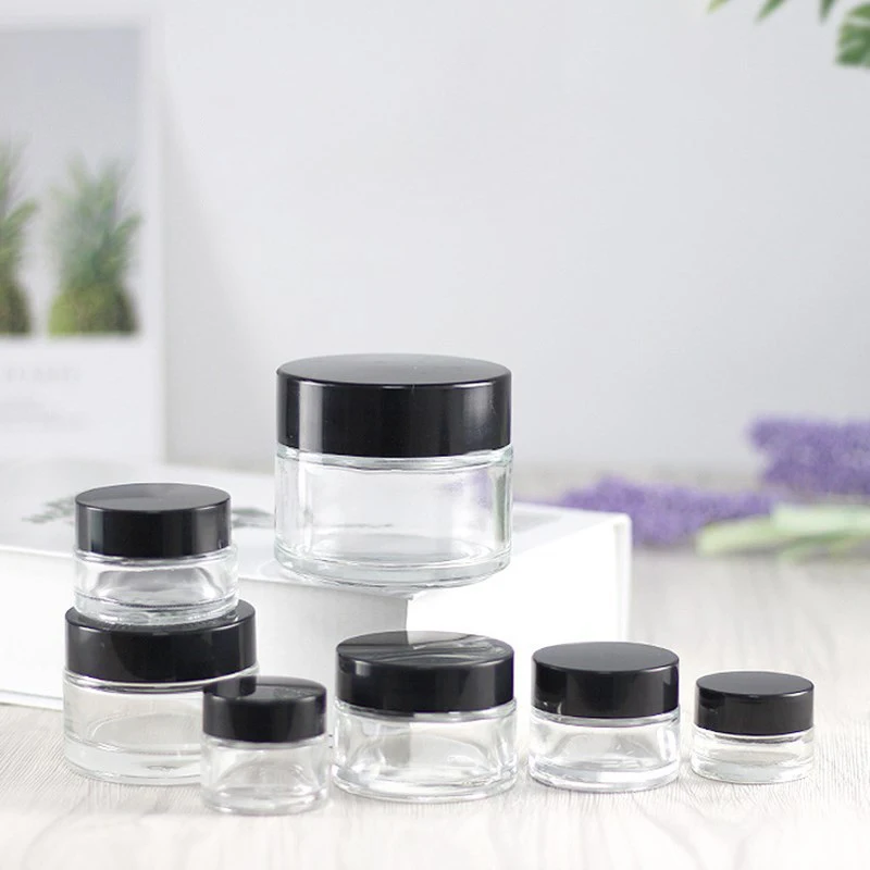 

Plastic Empty Jars With Black Lids Canister Face Cream Container Storage Box Portable Travel Bottle Home Supply Makeup Tool