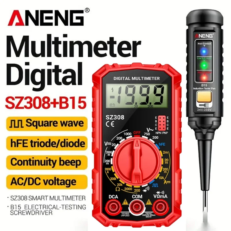 

Multimeter Tester Pen Suit ANENG Multimeters 1999 Counts 24-250V Voltage Detector Meter Diagnostic Breakpoint Finder