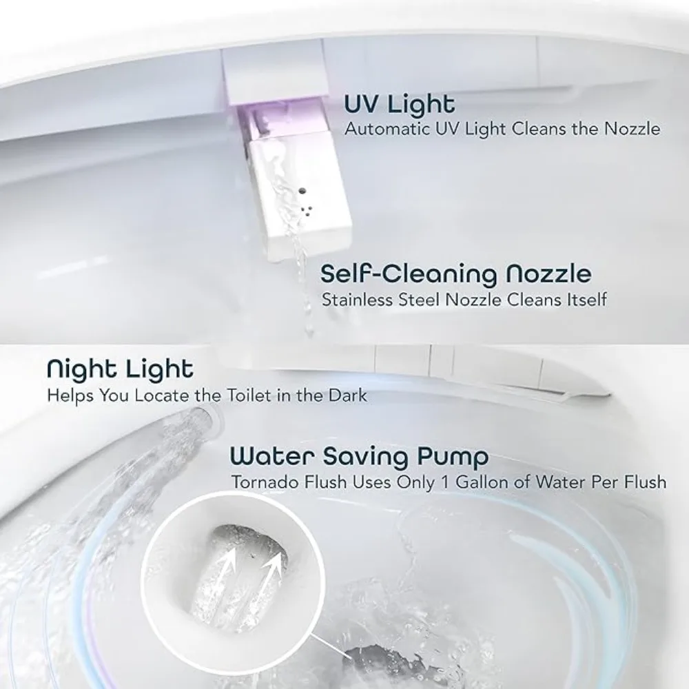 Smart Toilet, Dryer, Seat – Quick Drying Cyclone-Dri Tech, Walk Away Auto Power-Flush, Automatic Intelligent Toilets