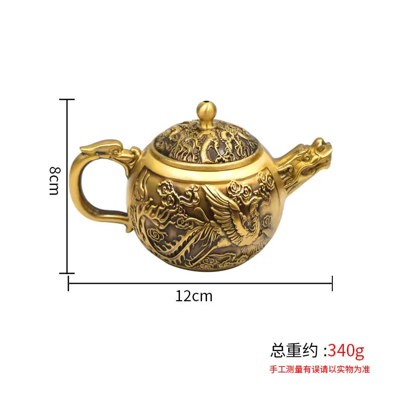 Brass dragon phoenix , hand-held , decorative piece, small teapot for offering to Buddha and immortals, wine cup