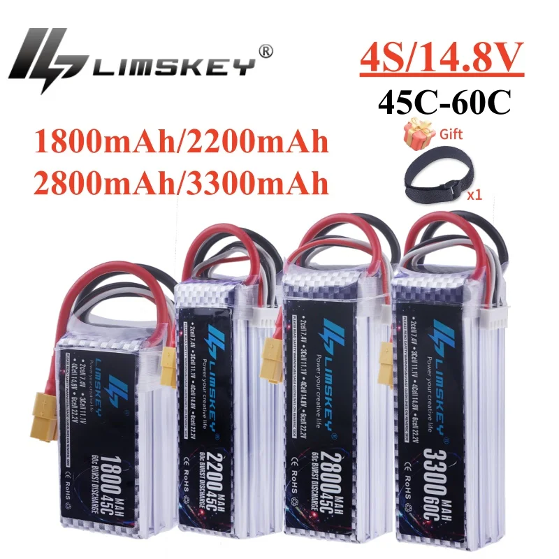 4S 14.8V 45C 2200MAh 2800MAh 1800MAh/3300MAh 60C Lipo Battery for RC Car FPV Quadcopter Helicopter Drone Racing Model Hobby