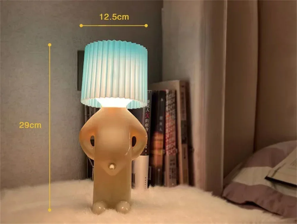 Claeted Naughty Boy Creative Table Lamp Unique LED Pleats Reading Lighting Bedroom Bedside Night Light Children\'s Gift