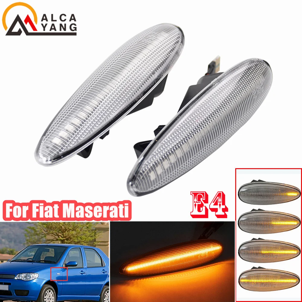 For Fiat Palio Albea Croma II Bravo Marea Maserati 4200 Grandsport LED Dynamic Car Blinker Side Marker Turn Signal Lights Lamp