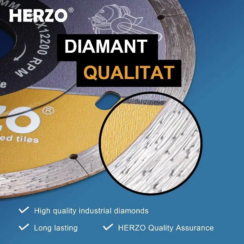 HERZO 125MM/5” Geramic Cutting Blade For Angle Grinder Diamond Cutting Disc Turbo Blade Porcelain Tile