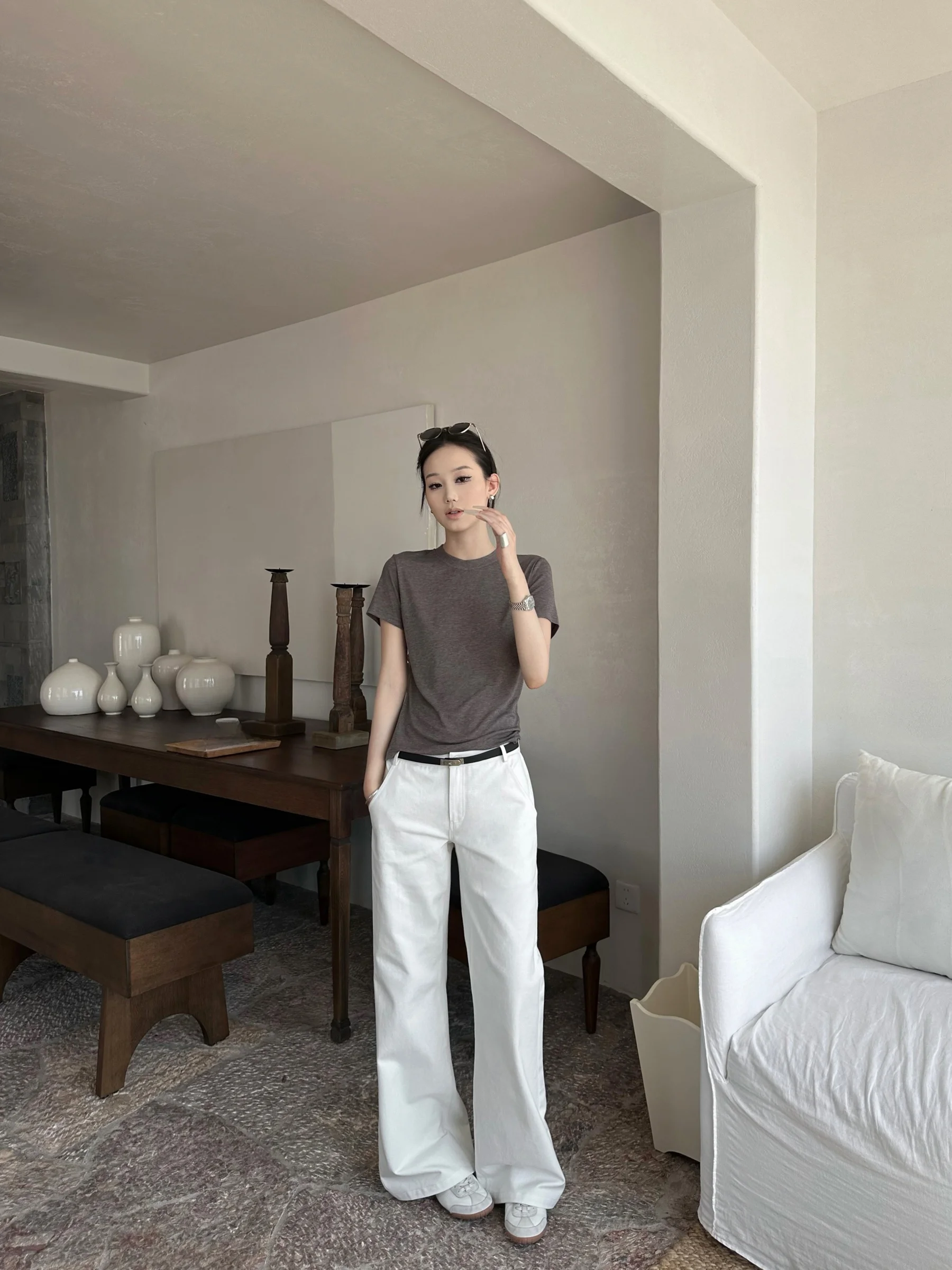 

Женские свободные джинсы 5werkwen с широкими штанинами, средней/низкой посадкой, белые, из денима, с эффектом похудения, струящиеся, для лета и повседневной носки