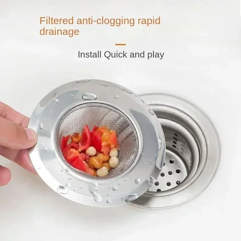 1pcs Kitchen Sink Filter Stainless Steel Anti-blocking Device Wash Basin Pool Filter Sieve Kitchenware Practical Tools