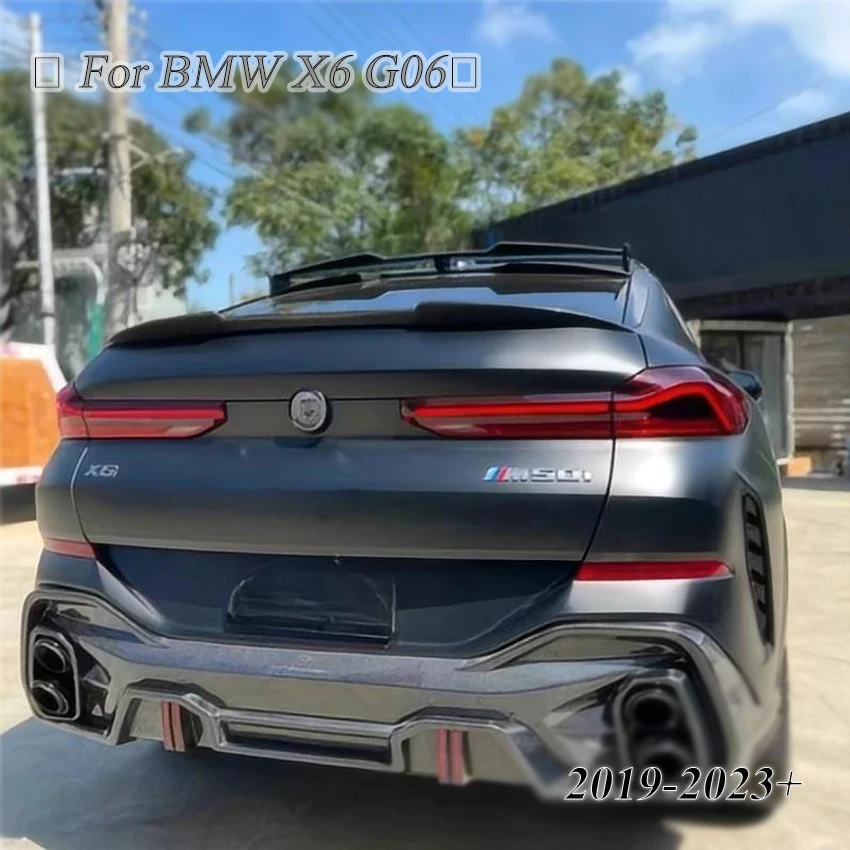 For BMW X6 (G06/G06 LC) 2019 2020 2021 2022 2023+ Carbon Look Highquality ABS Rear Top Spoiler Trunk Lid Diffuser Tail Spoiler