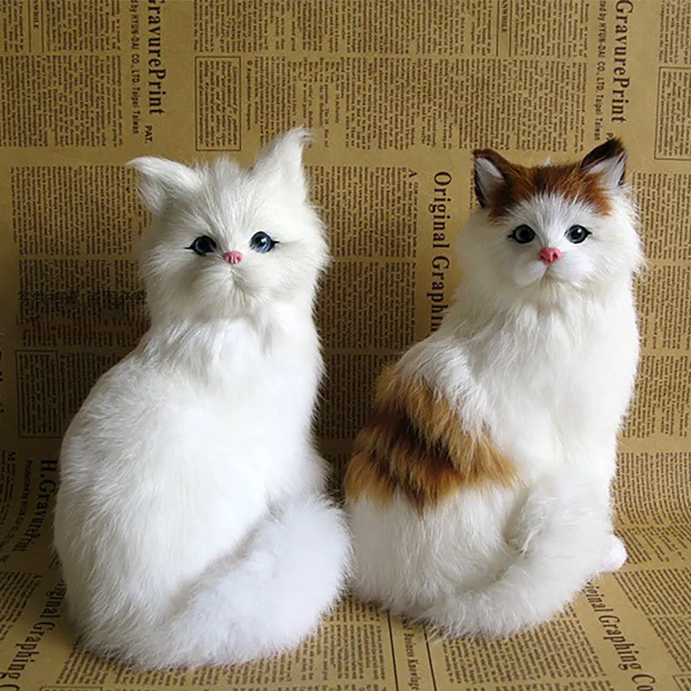 20CM Simulation Big Cat Cute Plush Cats Children Birthday Gifts Creative Imitation Cat Ornaments Home Decoration Accessories