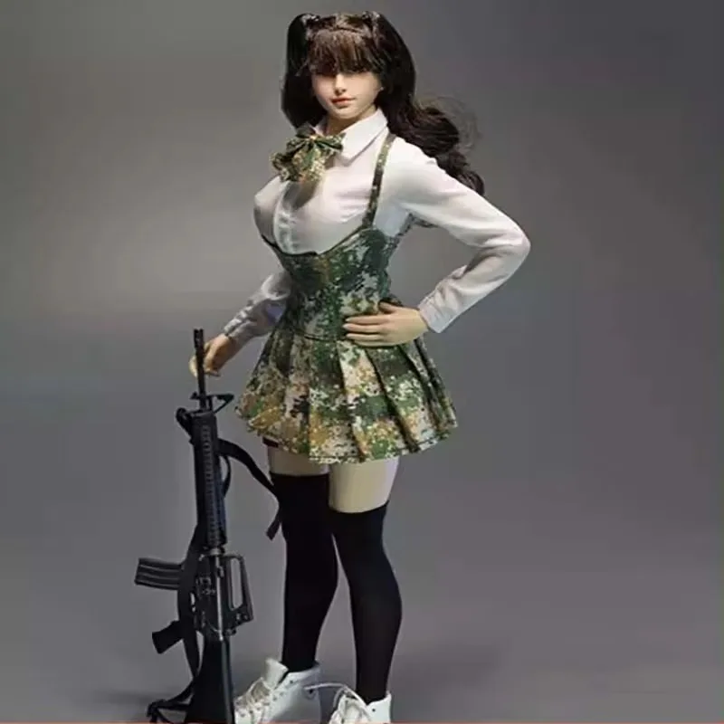 1/6 Jk Uniform Camouflage Tactical Armed Girl Clothes Pleated Skirt Shirt Set for 12 Inch Female Soldier Doll Accessories