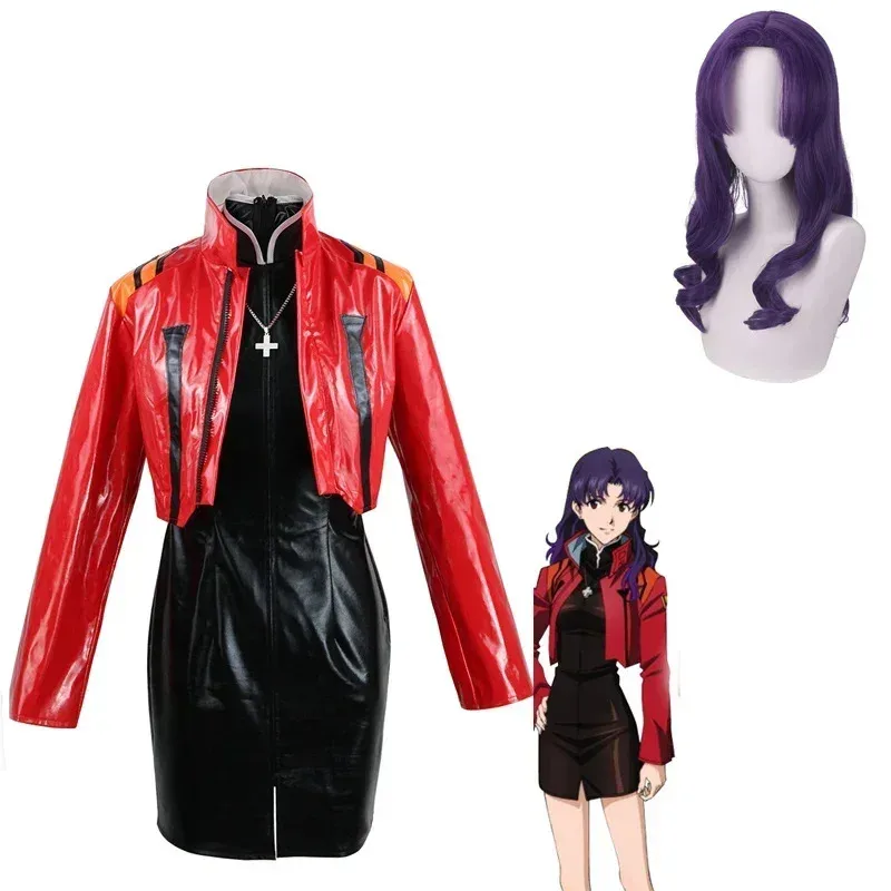 

Anime Eva Jacket Dress Sexy Women Suit Katsuragi Wig Boots Cosplay Misato Costume Plus Size fy1;
