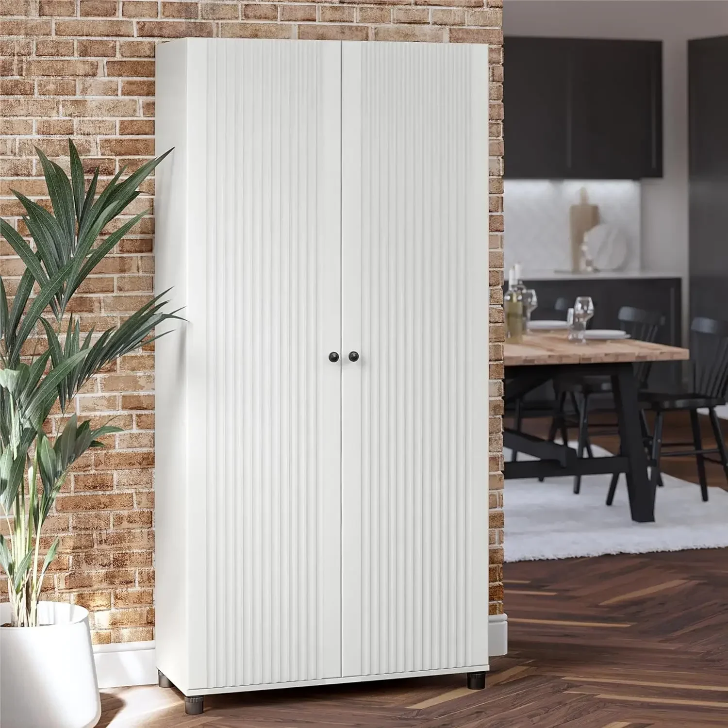 Evolution Kendall 36" Wide 2 Door Storage Cabinet, Fluted White