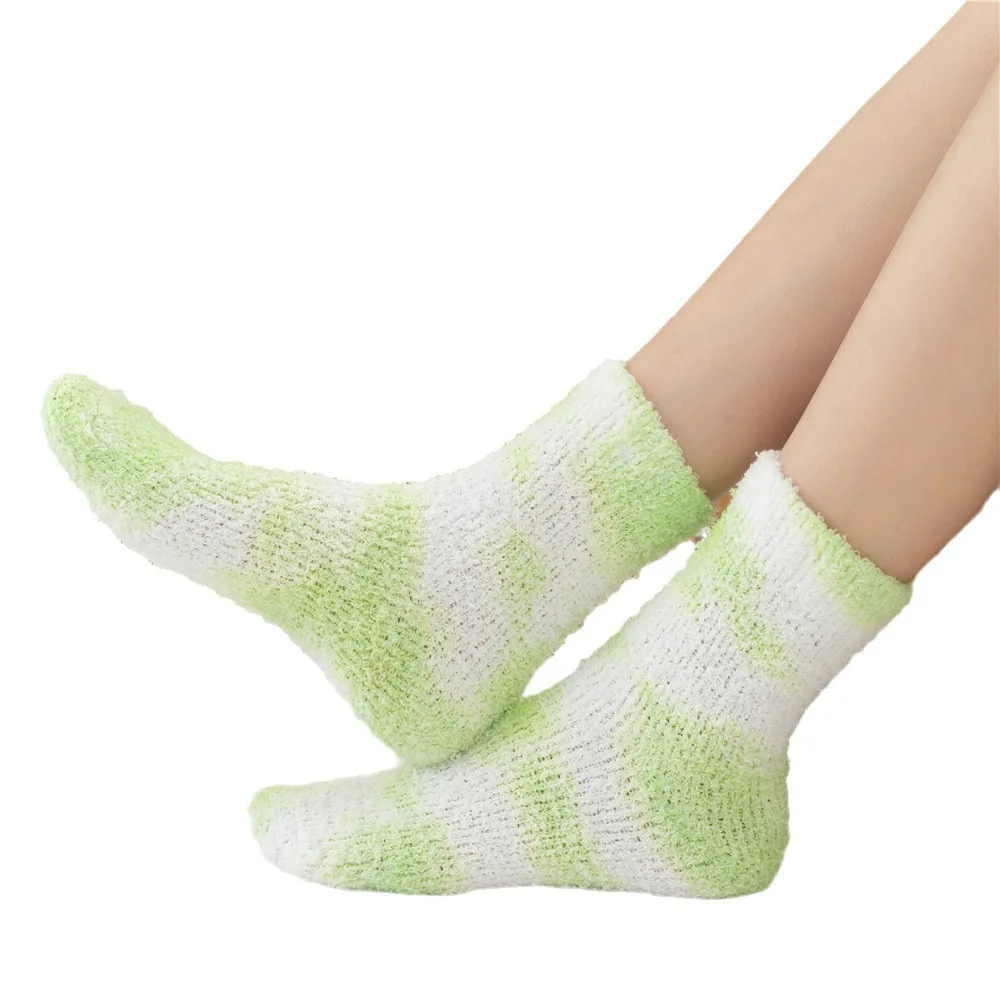 Socks Women Tie-dye Socks Ladies Warm Knee Winter Printing Thickened Coral Mink Fleece Girls Gift Hip Hop Floor Socks Stockings