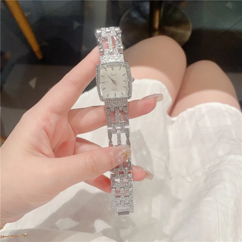 럭셔리 여성 시계 패션 심플 스퀘어 쿼츠 시계, 캐주얼 여성 시계, 녹색 합금 시계, Relogio Feminino A252