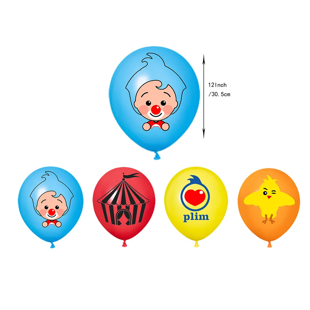 Clown Plim Birthday Party Decoration Plim foil Balloons Latex Balloon Backdrop Banner Cake Topper Baby Shower