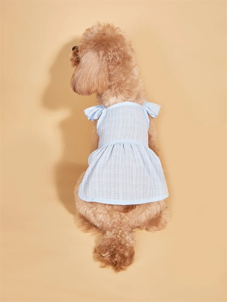 Dog Dress Ruffle Sleeve Breathable Kitten Princess Dress Cat Dress for Small Medium Dogs Puppy