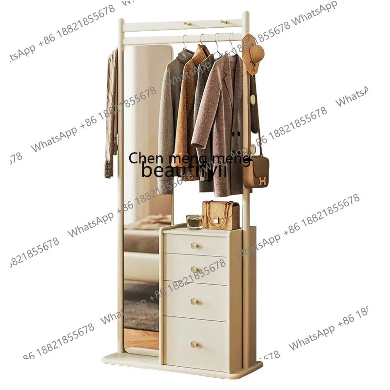 

New style Solid Wood Dressing Mirror Coat Rack Integrated Rotating Full-Length Mirror Nordic Clothes Rack ss 7304
