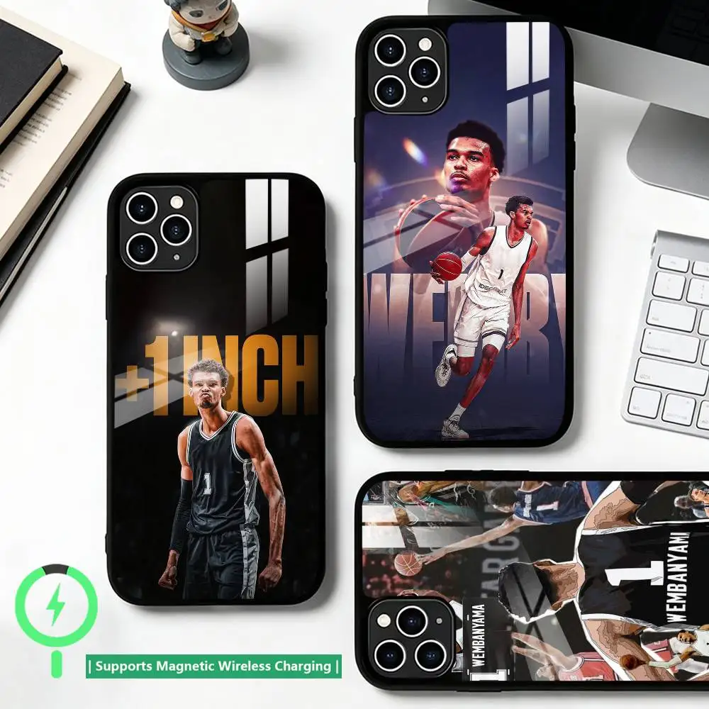 

Basketball w-Wembanyama Phone Case For iPhone17,16,15,14,13,12,11 Plus,Pro Compatible with magnetic wireless charging